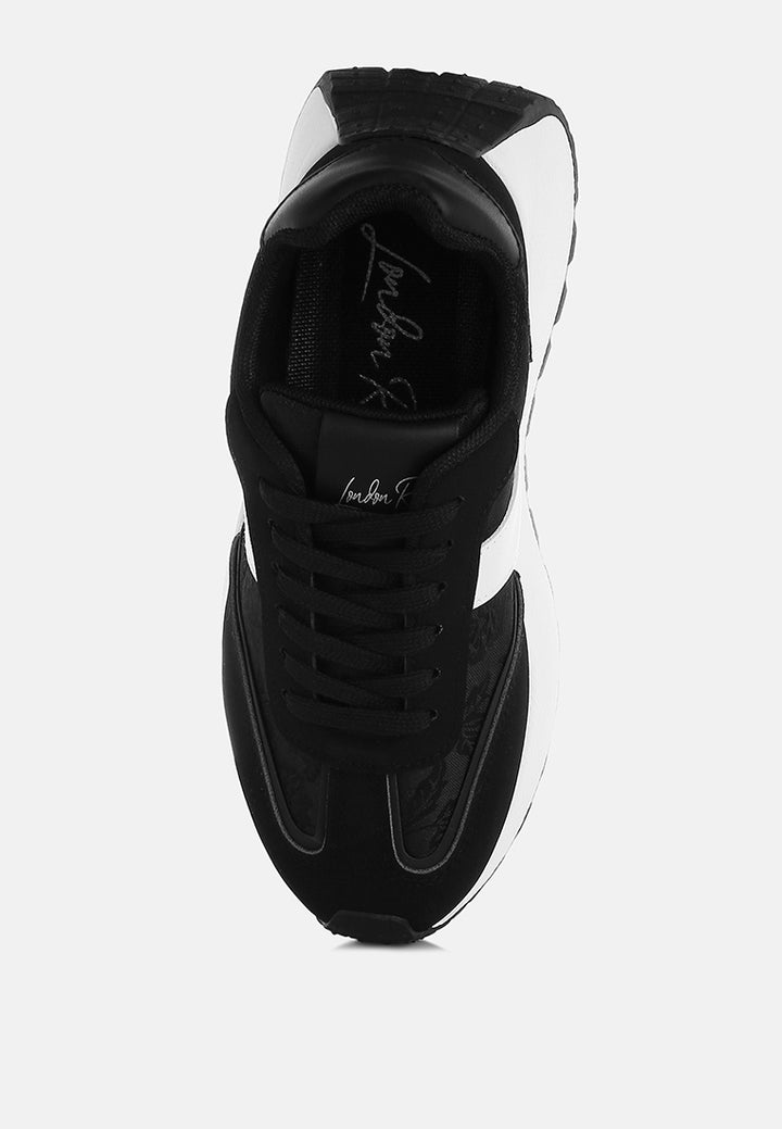 women chunky anti-skid lace-up sneakers#color_black