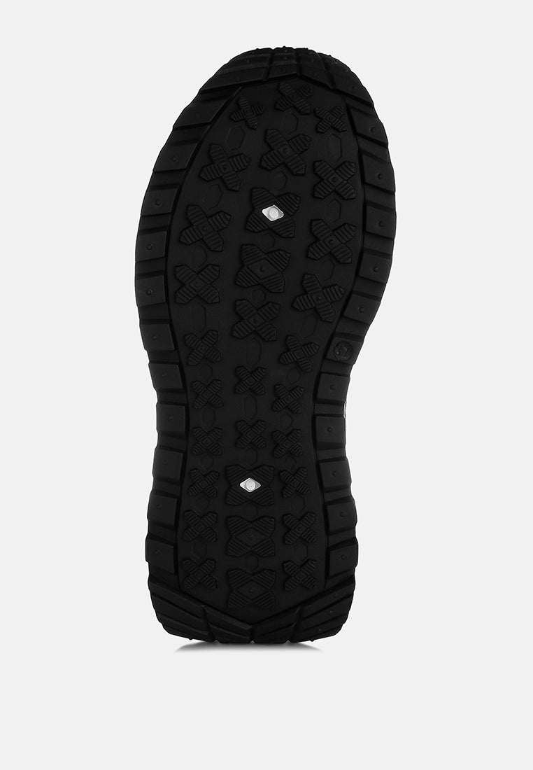 women chunky anti-skid lace-up sneakers#color_black