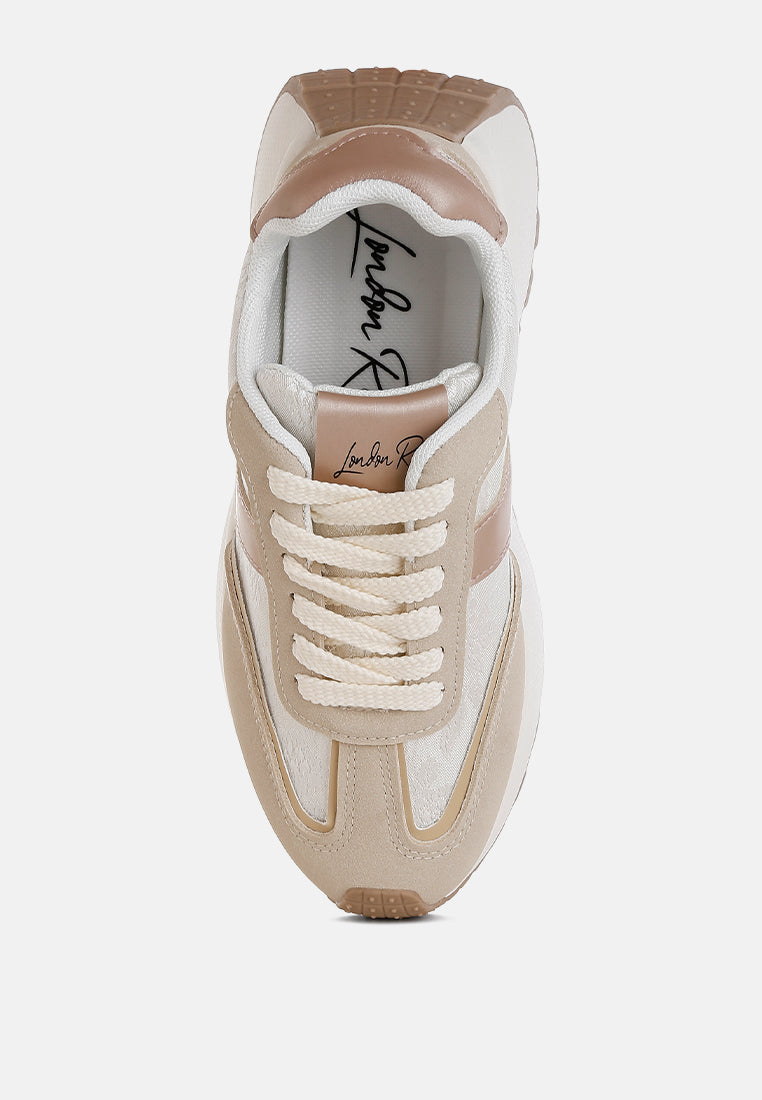 women chunky anti-skid lace-up sneakers#color_beige