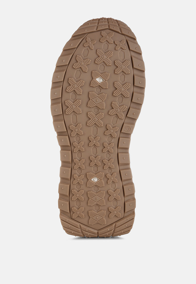 women chunky anti-skid lace-up sneakers#color_beige