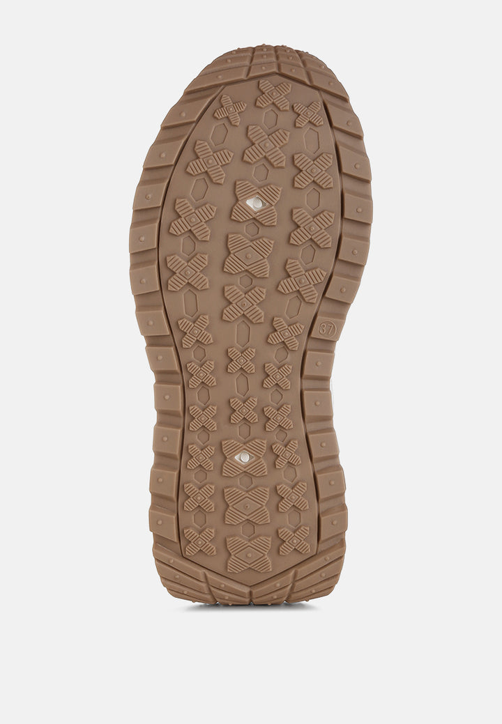 women chunky anti-skid lace-up sneakers#color_beige