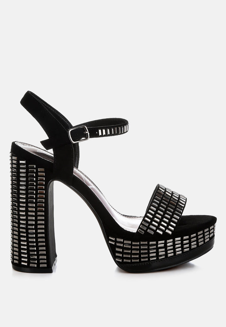 rhinestones embellished ankle strap heels by ruw#color_black