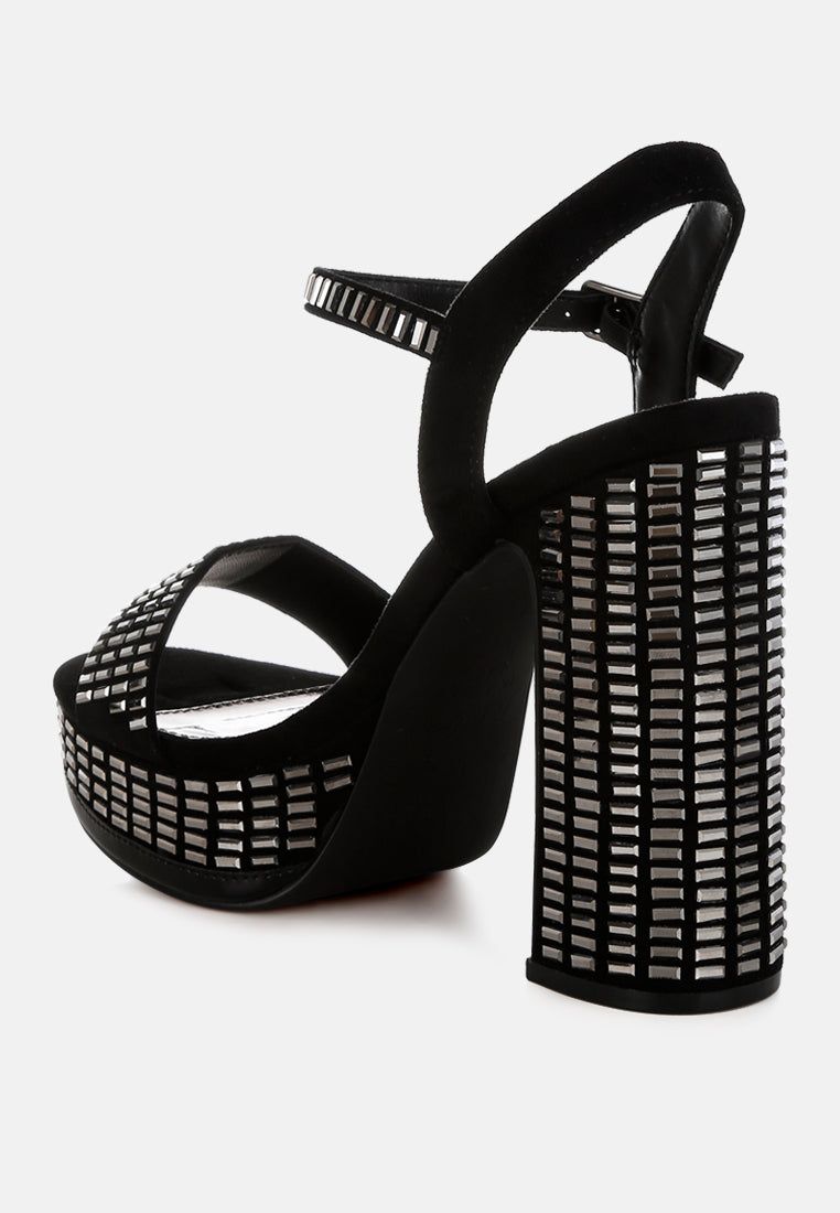 rhinestones embellished ankle strap heels by ruw#color_black