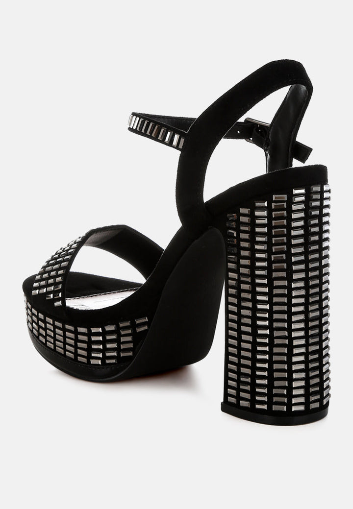 rhinestones embellished ankle strap heels by ruw#color_black
