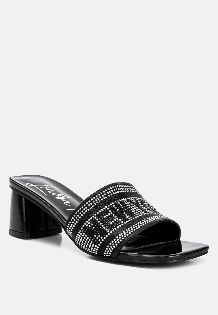 women diamante embellished new york sandals#color_black