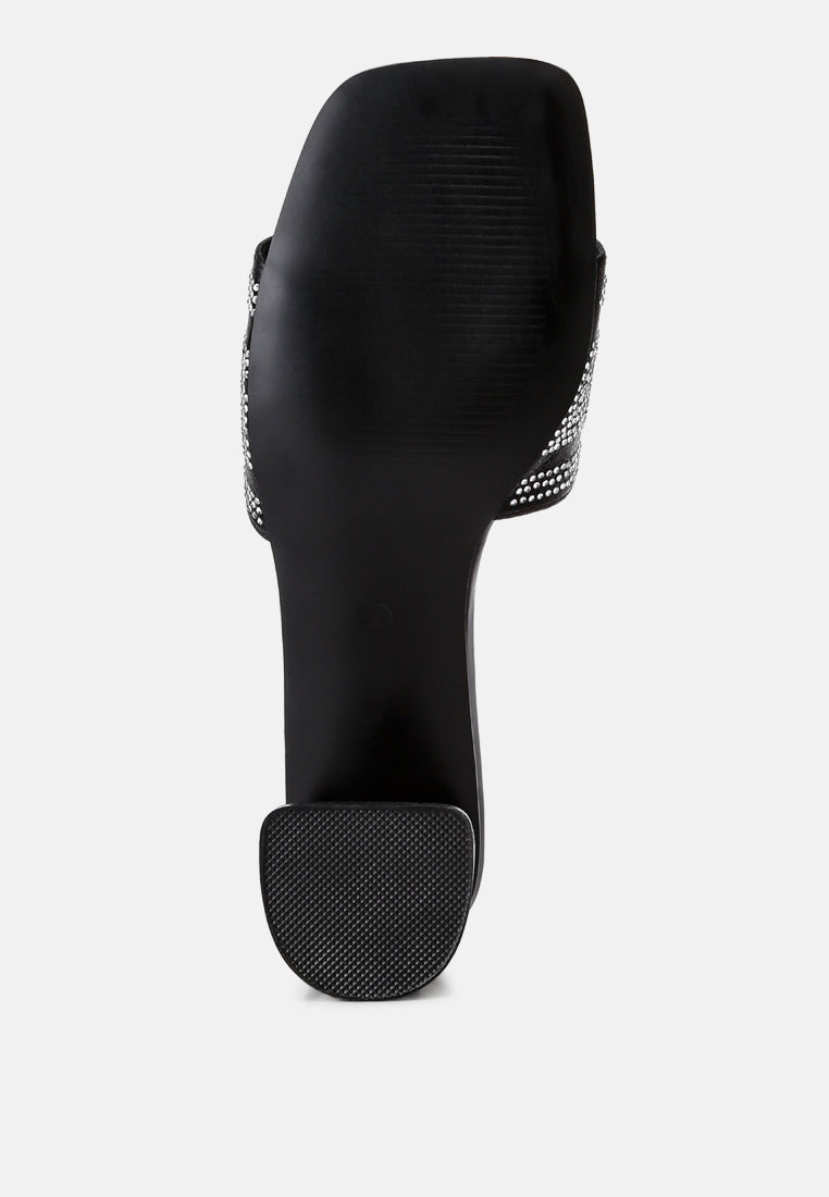 women diamante embellished new york sandals#color_black