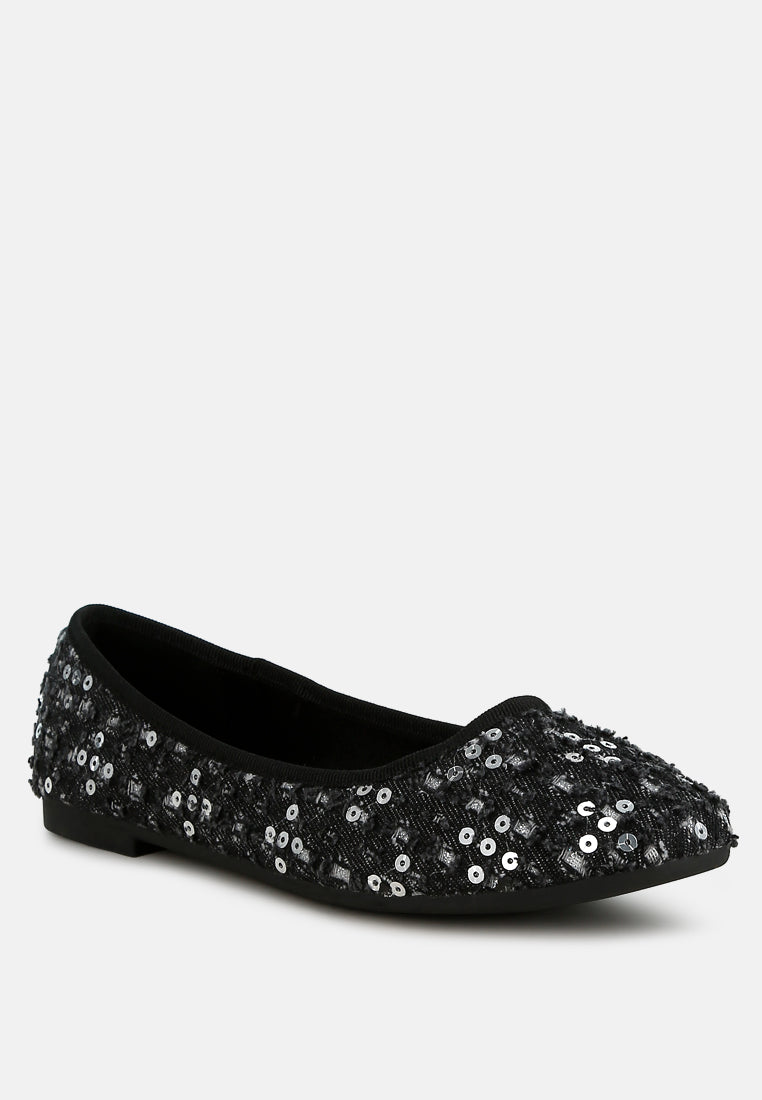 women sequin ballet flats#color_black