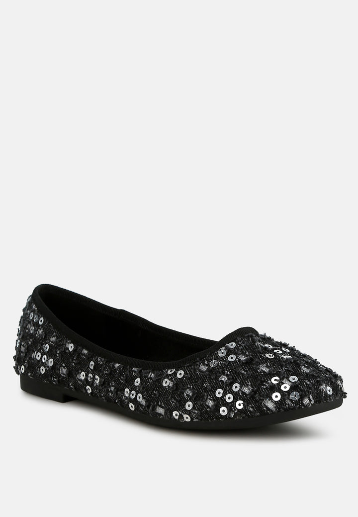 women sequin ballet flats#color_black