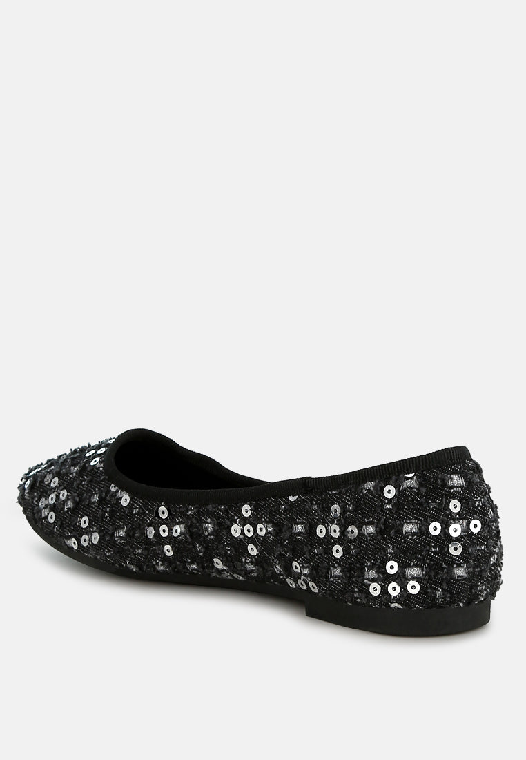 women sequin ballet flats#color_black