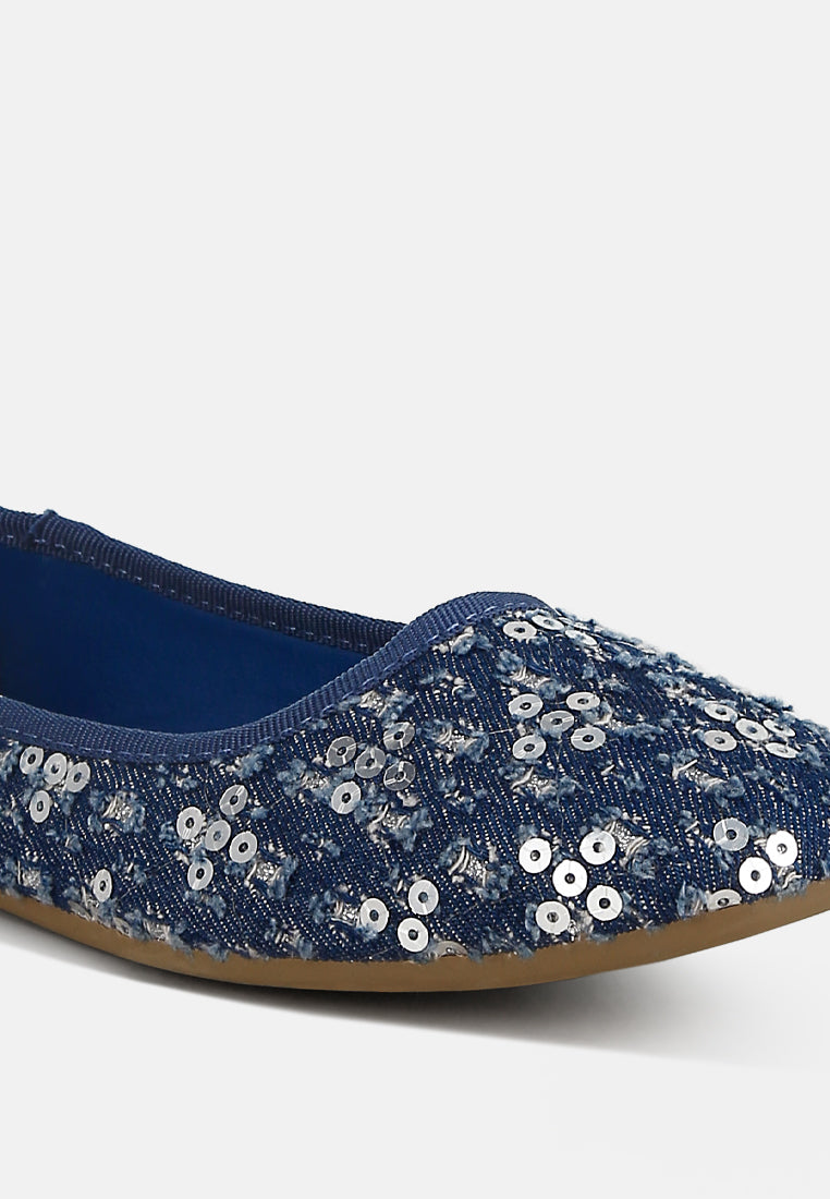 women sequin ballet flats#color_blue