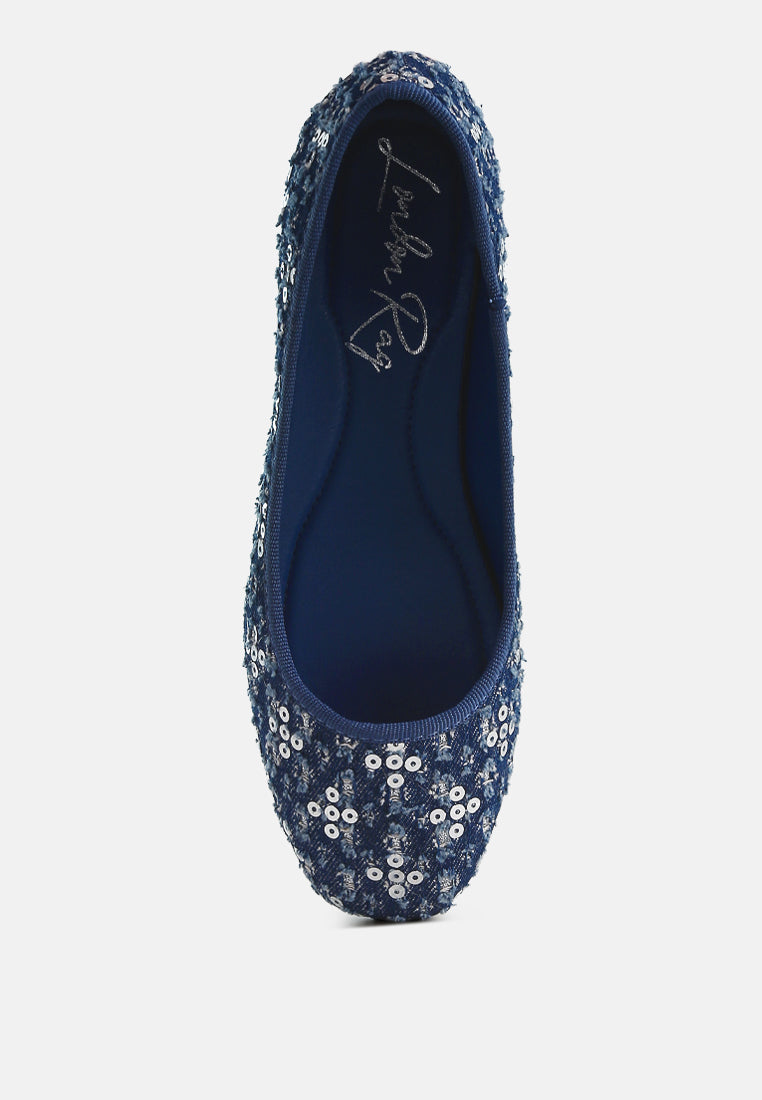 women sequin ballet flats#color_blue