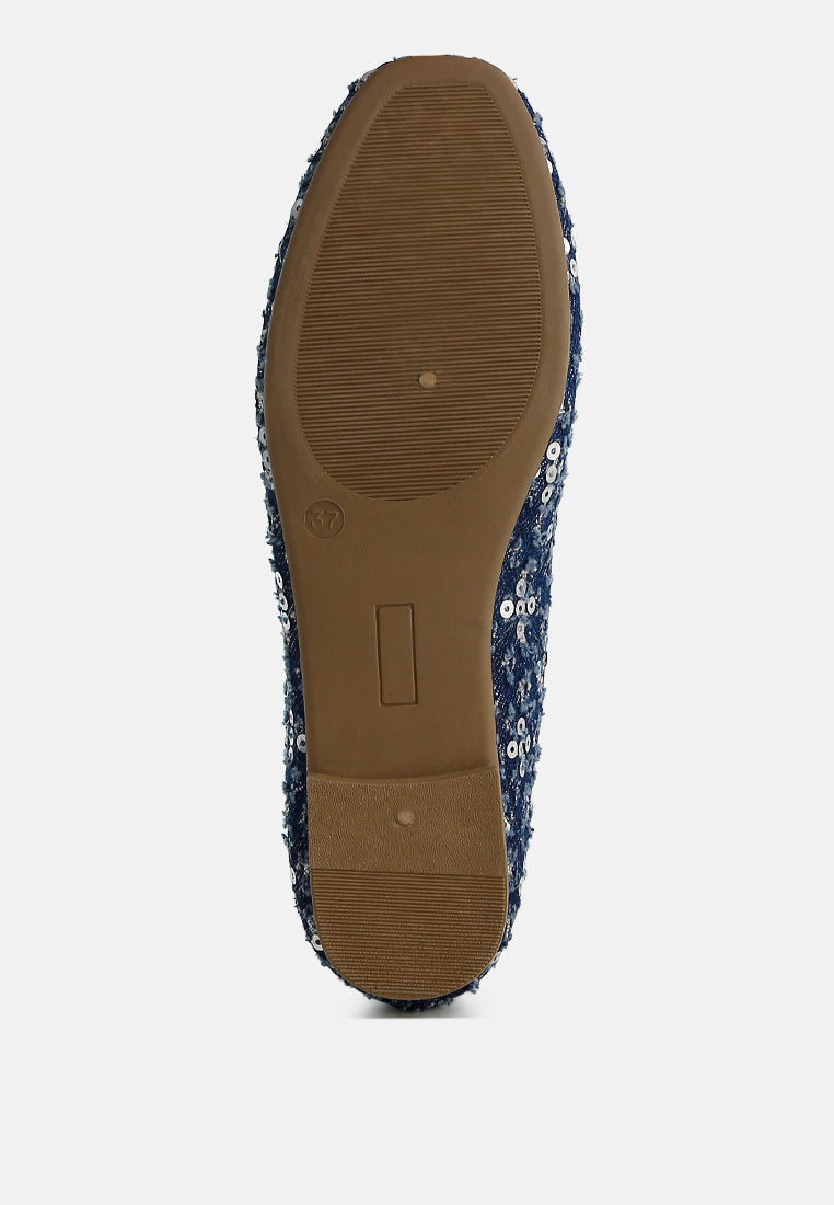 women sequin ballet flats#color_blue