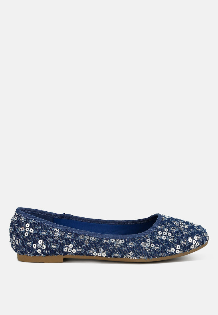 women sequin ballet flats#color_blue