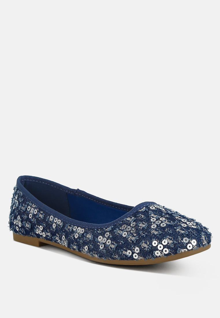 women sequin ballet flats#color_blue