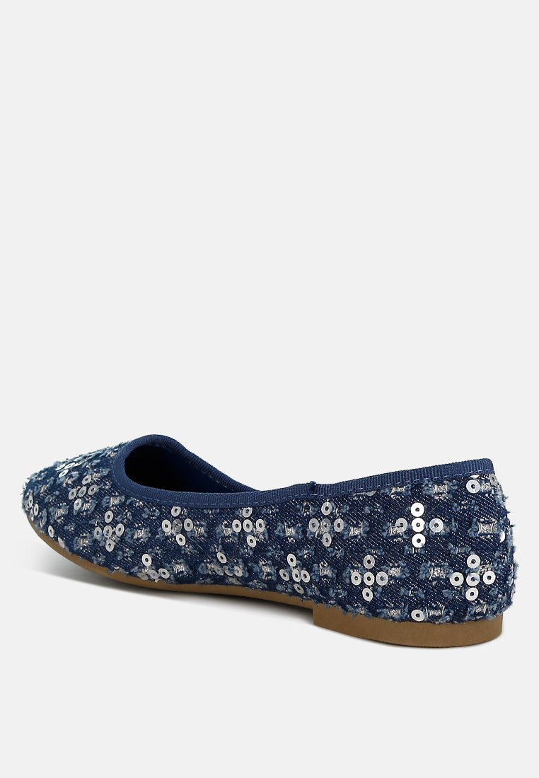 women sequin ballet flats#color_blue