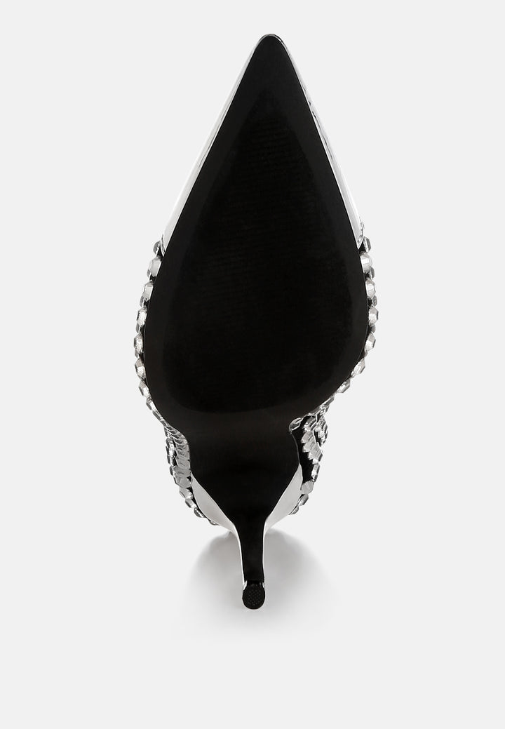 women diamante embellished stiletto pumps#color_black