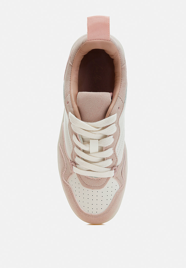 women surfer faux leather casual sneakers#color_pink