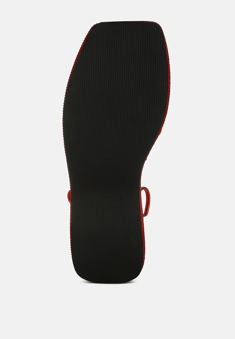 Rhinestone Embellished Lace-Up Sandals