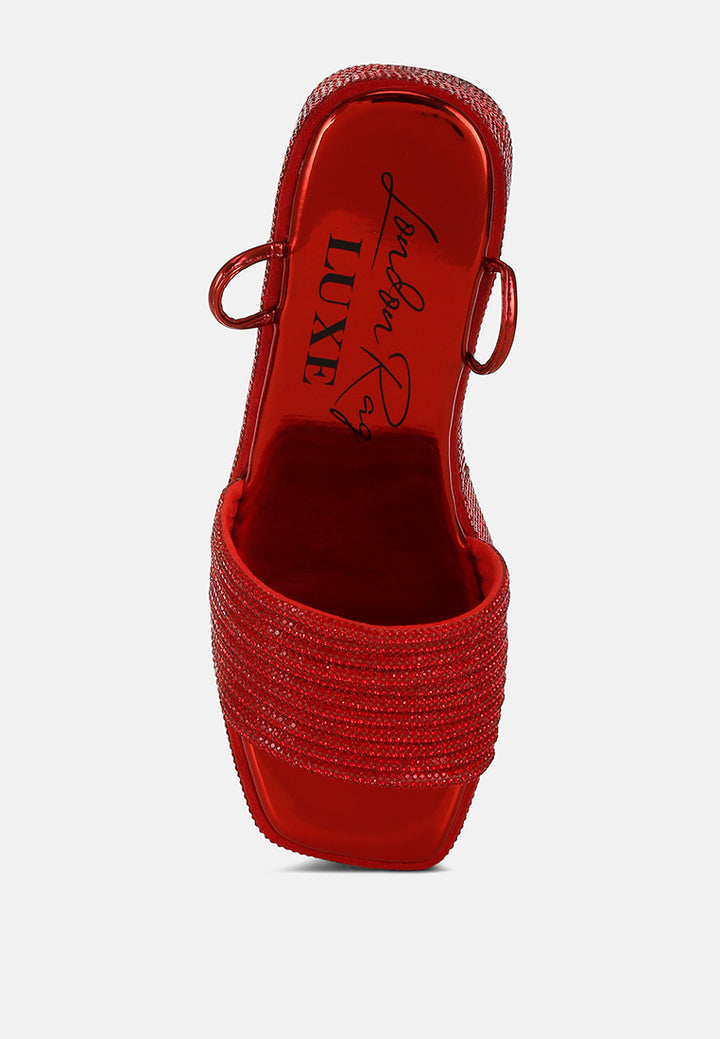 Rhinestone Embellished Lace-Up Sandals