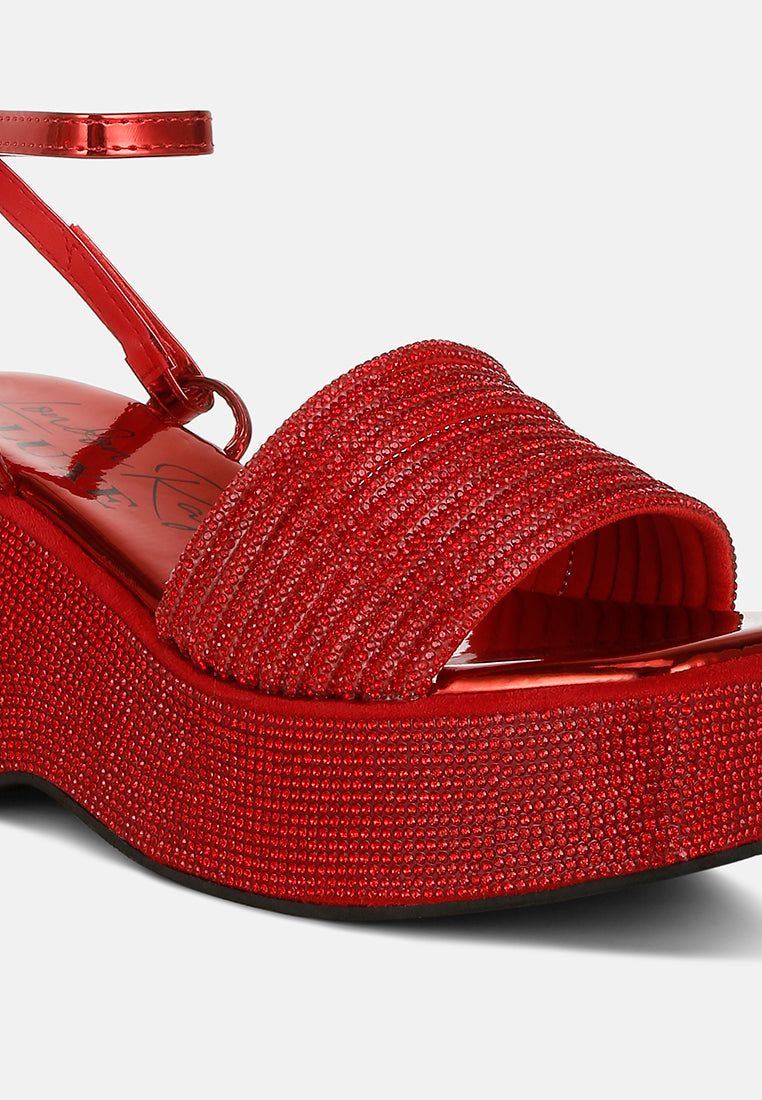 Rhinestone Embellished Lace-Up Sandals