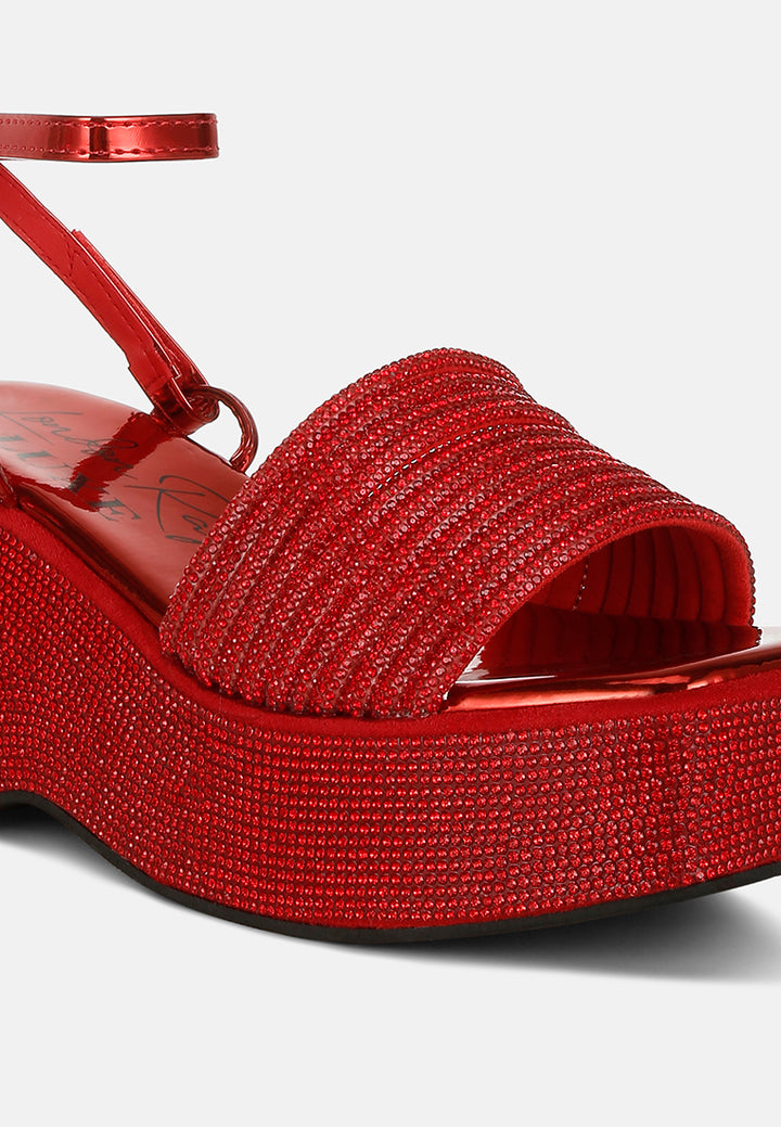 Rhinestone Embellished Lace-Up Sandals