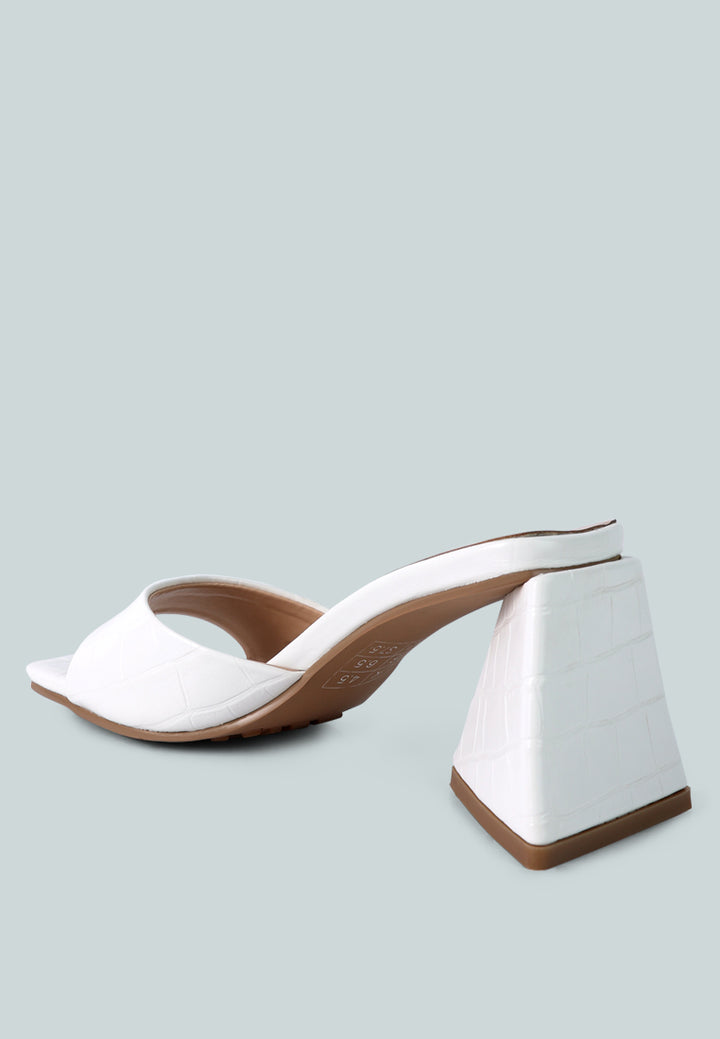women triangle block heeled croc sandals#color_white