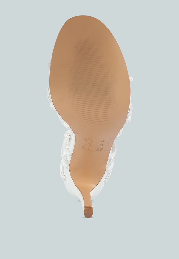 women lace up high heeled sandal#color_white