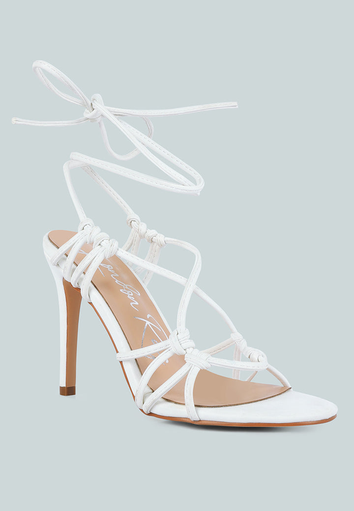 women lace up high heeled sandal#color_white