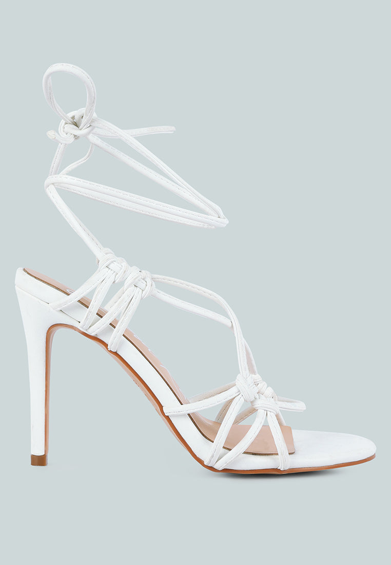 women lace up high heeled sandal#color_white