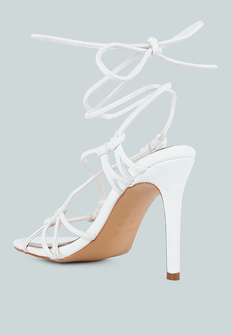 women lace up high heeled sandal#color_white