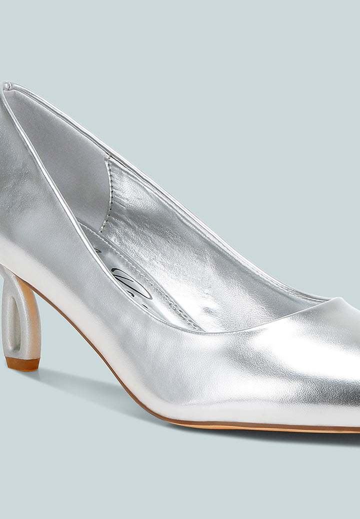women metallic fantasy heel pumps#color_silver