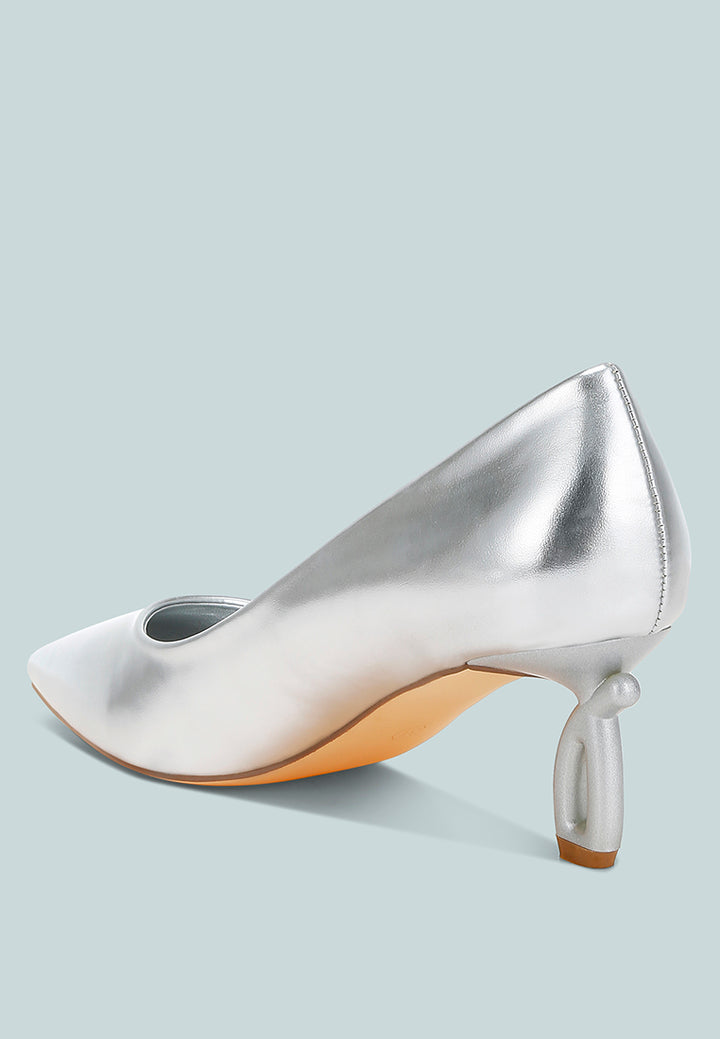 women metallic fantasy heel pumps#color_silver