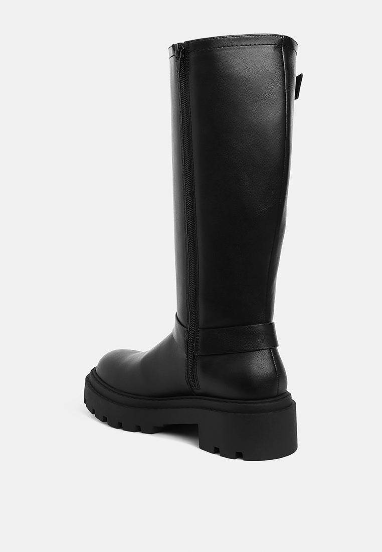women harnes detail long boots#color_black