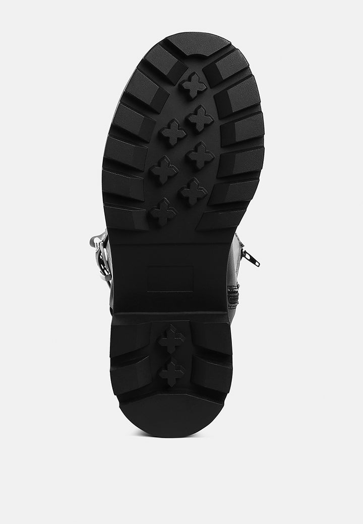 women harnes detail long boots#color_black