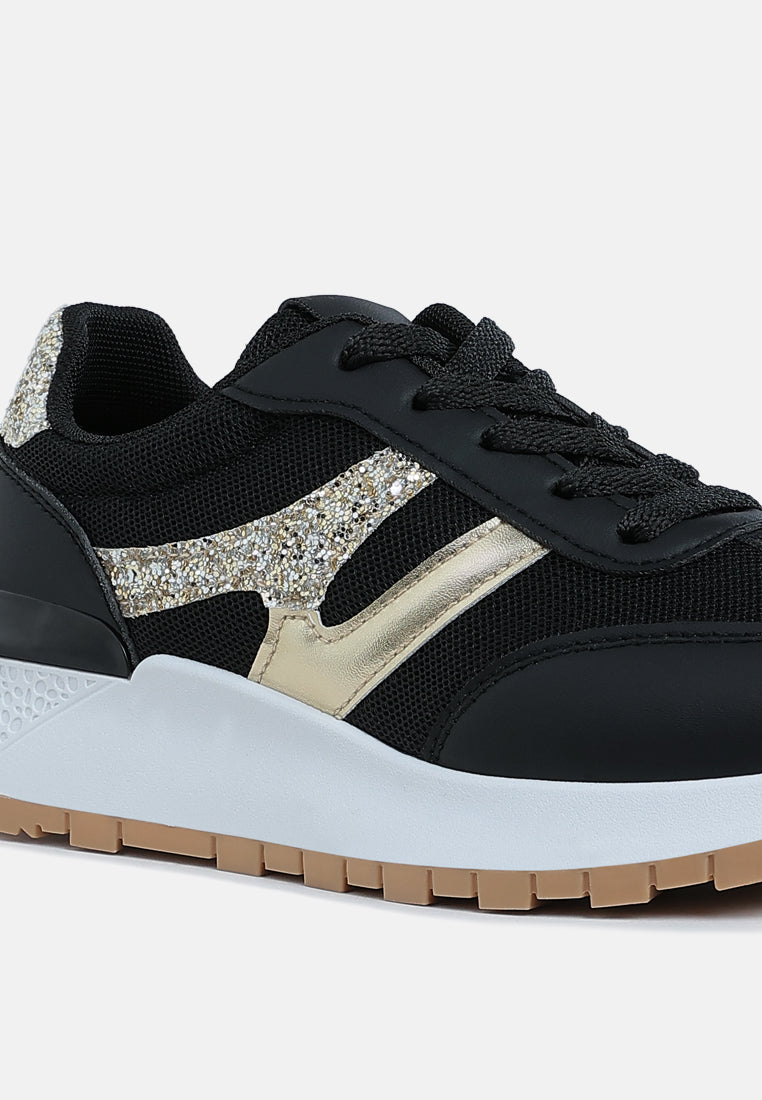 women glitter detail chunky sneakers#color_black