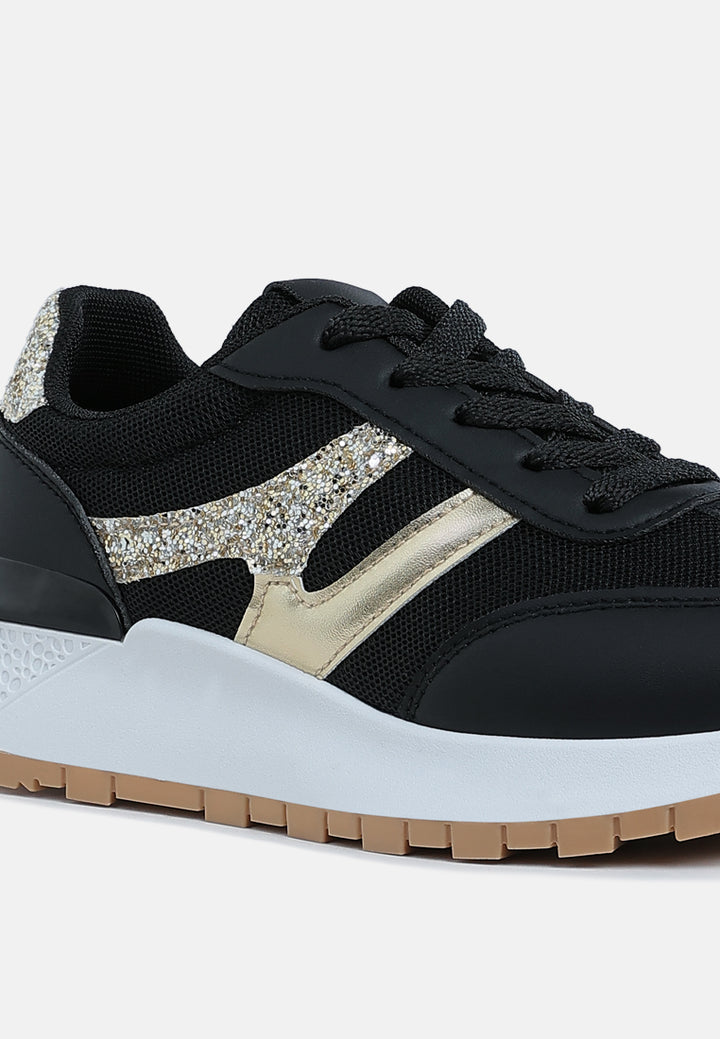 women glitter detail chunky sneakers#color_black