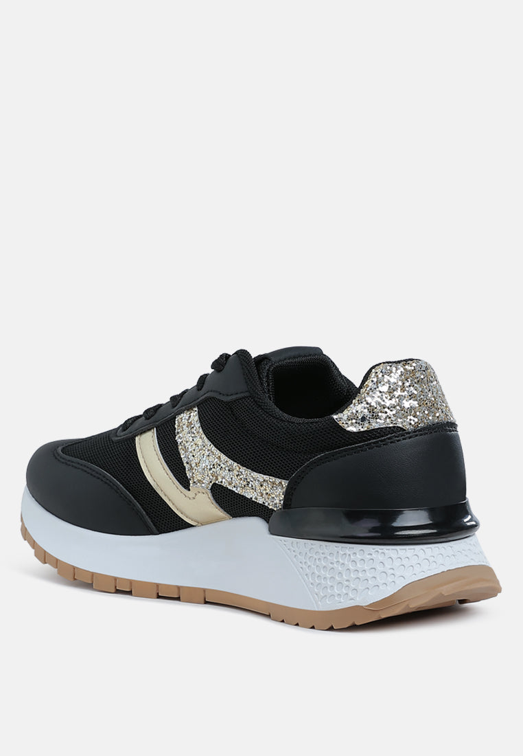 women glitter detail chunky sneakers#color_black