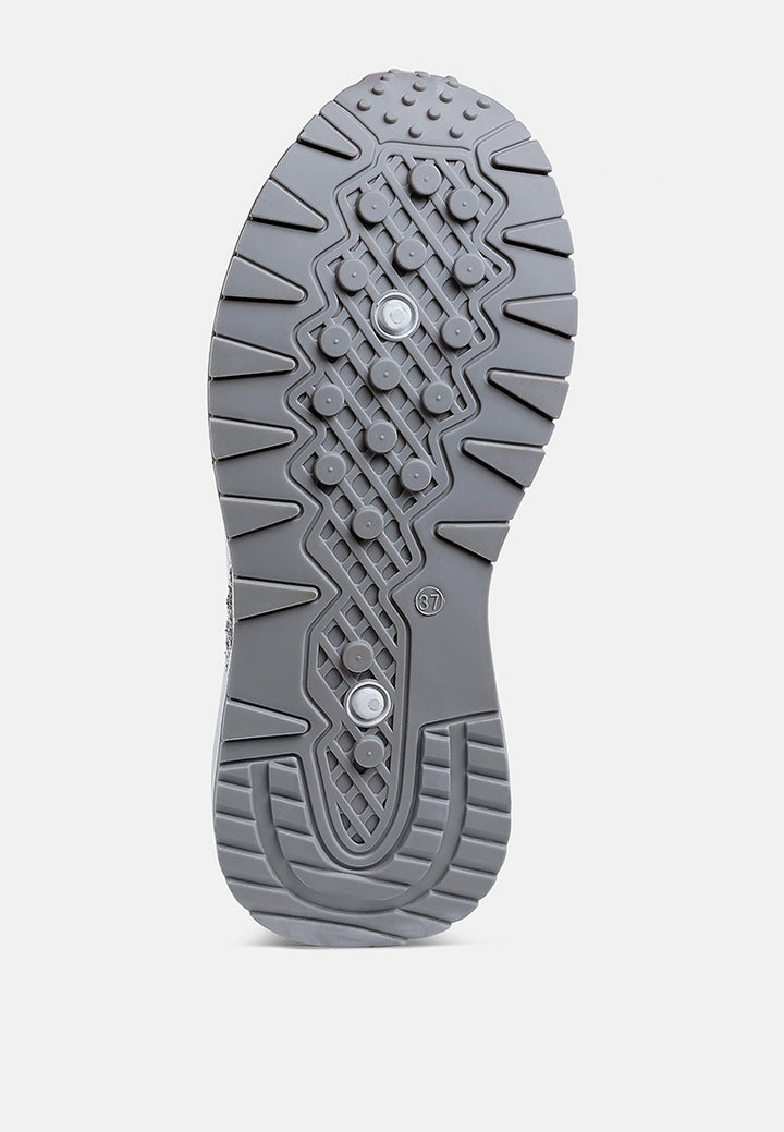 women glitter detail chunky sneakers#color_silver