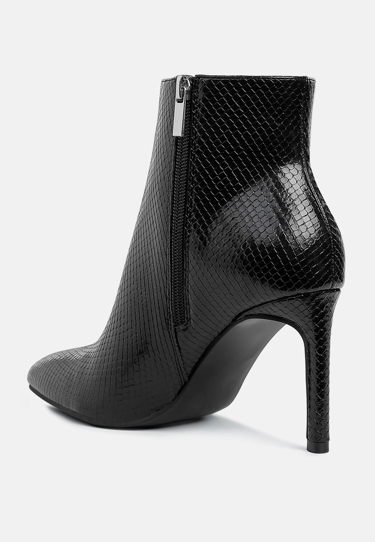 women textured stiletto heel ankle boots#color_black