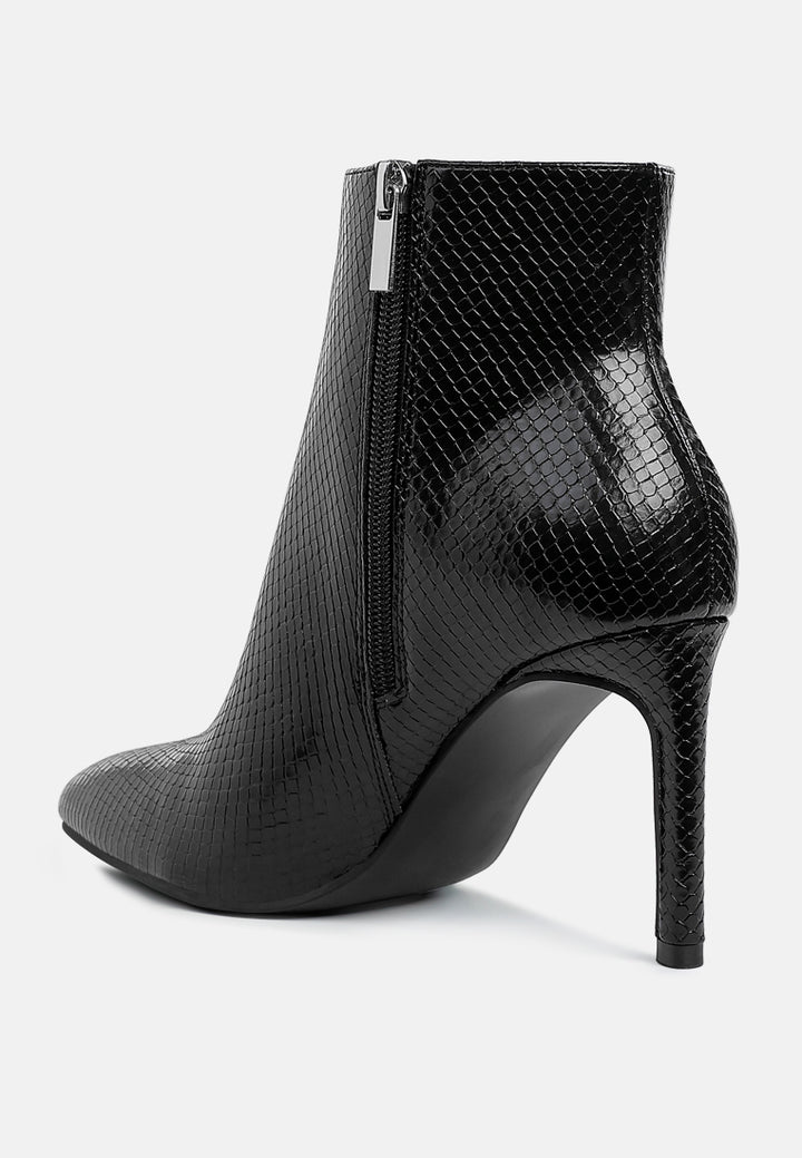 women textured stiletto heel ankle boots#color_black