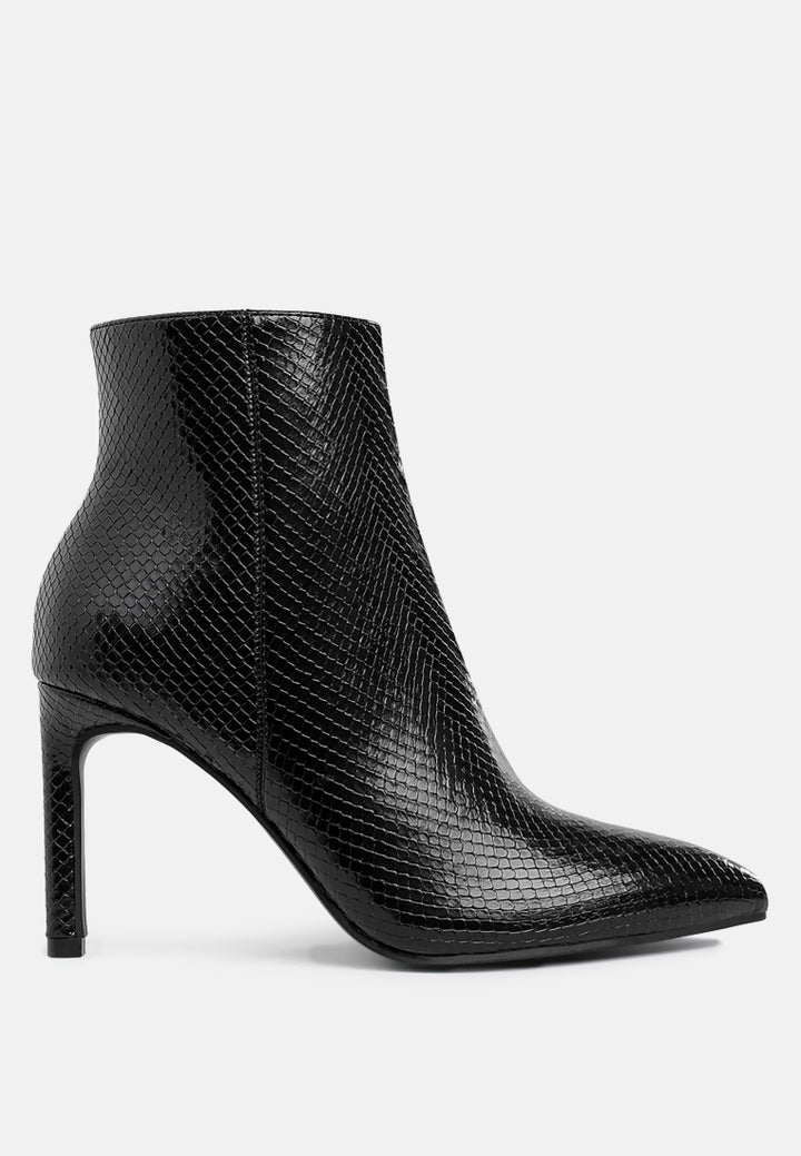 women textured stiletto heel ankle boots#color_black