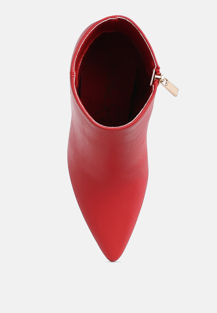 women textured stiletto heel ankle boots#color_red