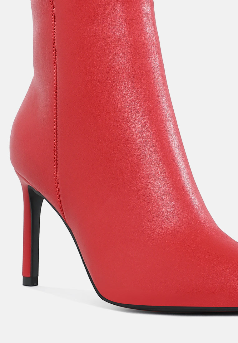 women textured stiletto heel ankle boots#color_red