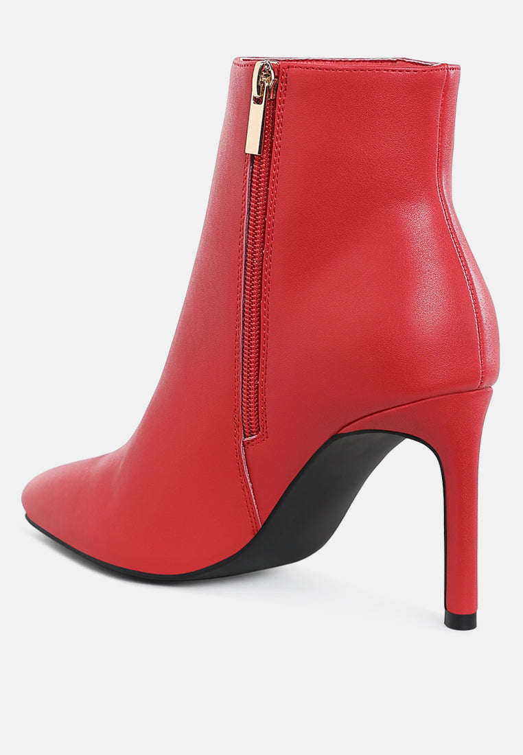 women textured stiletto heel ankle boots#color_red