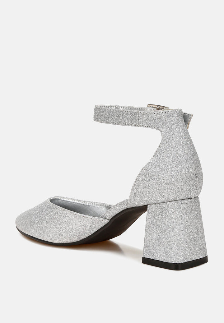 women glitter block heel sandals
#color_silver