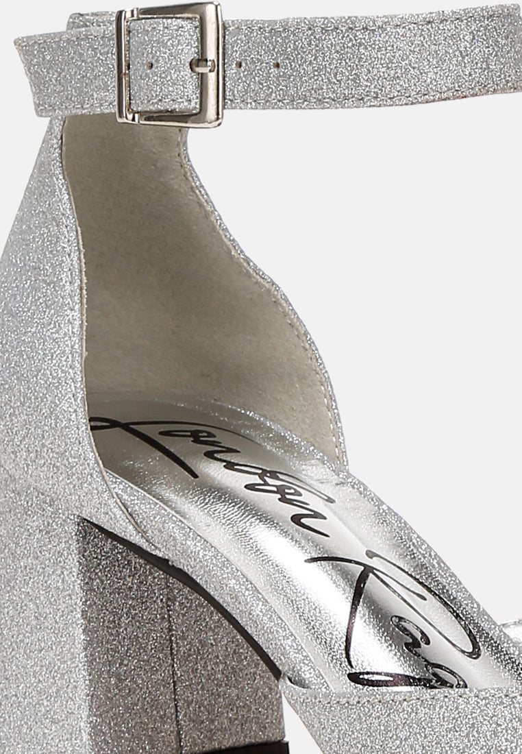women glitter block heel sandals
#color_silver