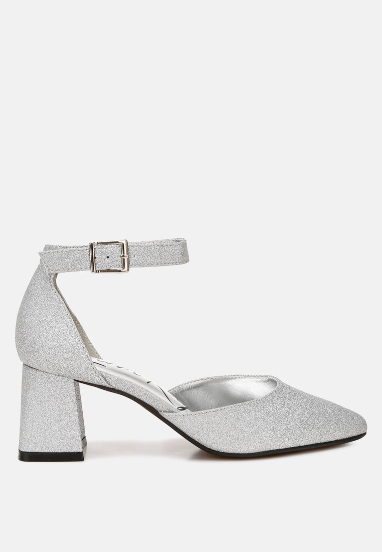women glitter block heel sandals
#color_silver