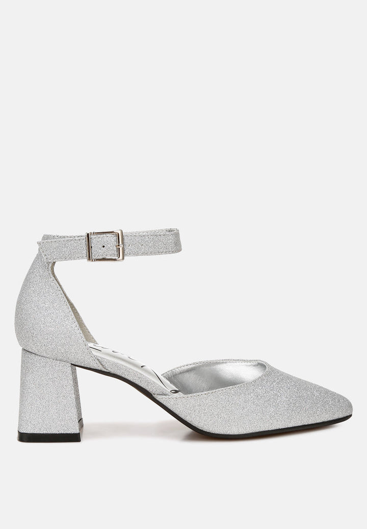 women glitter block heel sandals
#color_silver