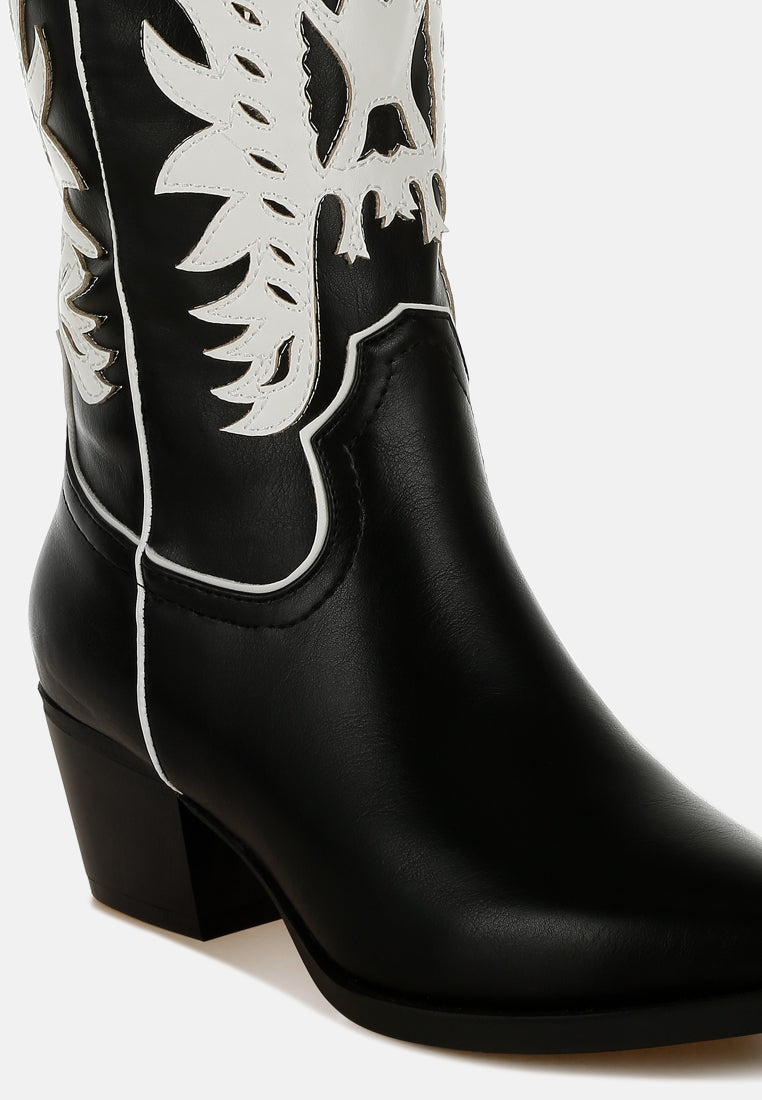 Women Winged Patchwork Cowboy Boots