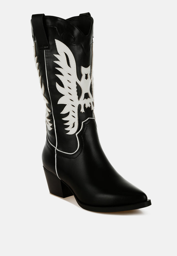 Women Winged Patchwork Cowboy Boots